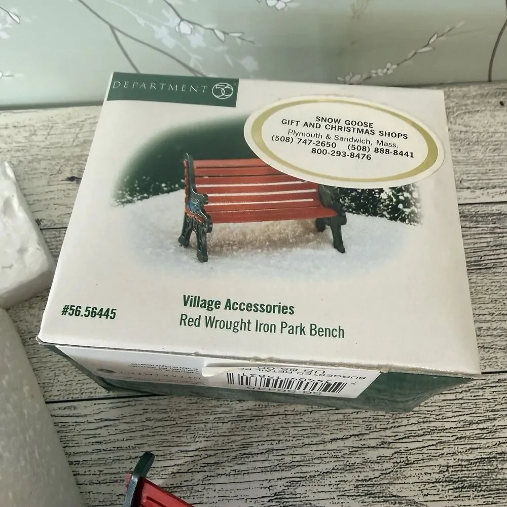 Dept 56 RED WROUGHT IRON PARK BENCH General Village 56.56445